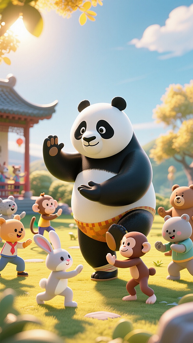 和熊猫老师一起学中国功夫吧