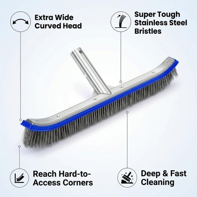 The third picture is a functional卖点 diagram, the product is 18-inch aluminum back steel wire brush,预览效果