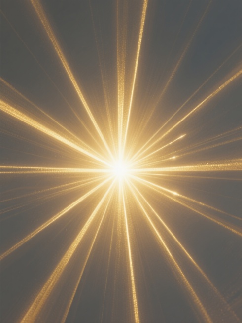 一张纯背景的数字艺术插画，画面中央是一个明亮耀眼的金色光芒，光芒从中心向四周呈放射状扩散，形成多条清晰锐利的金色光线，光线由中心向边缘逐渐变暗、变淡，背景为深灰色，整体营造出神秘而神圣的氛围，光线过渡自然平滑，具有强烈的视觉冲击力和空间感。预览效果