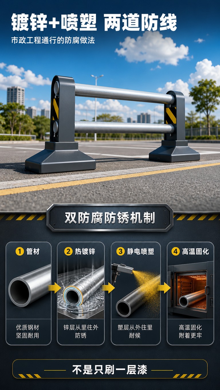 [商品] 使用【图1】市政机非隔离护栏；保留双横杆、深灰底座、… - 图片创意预览
