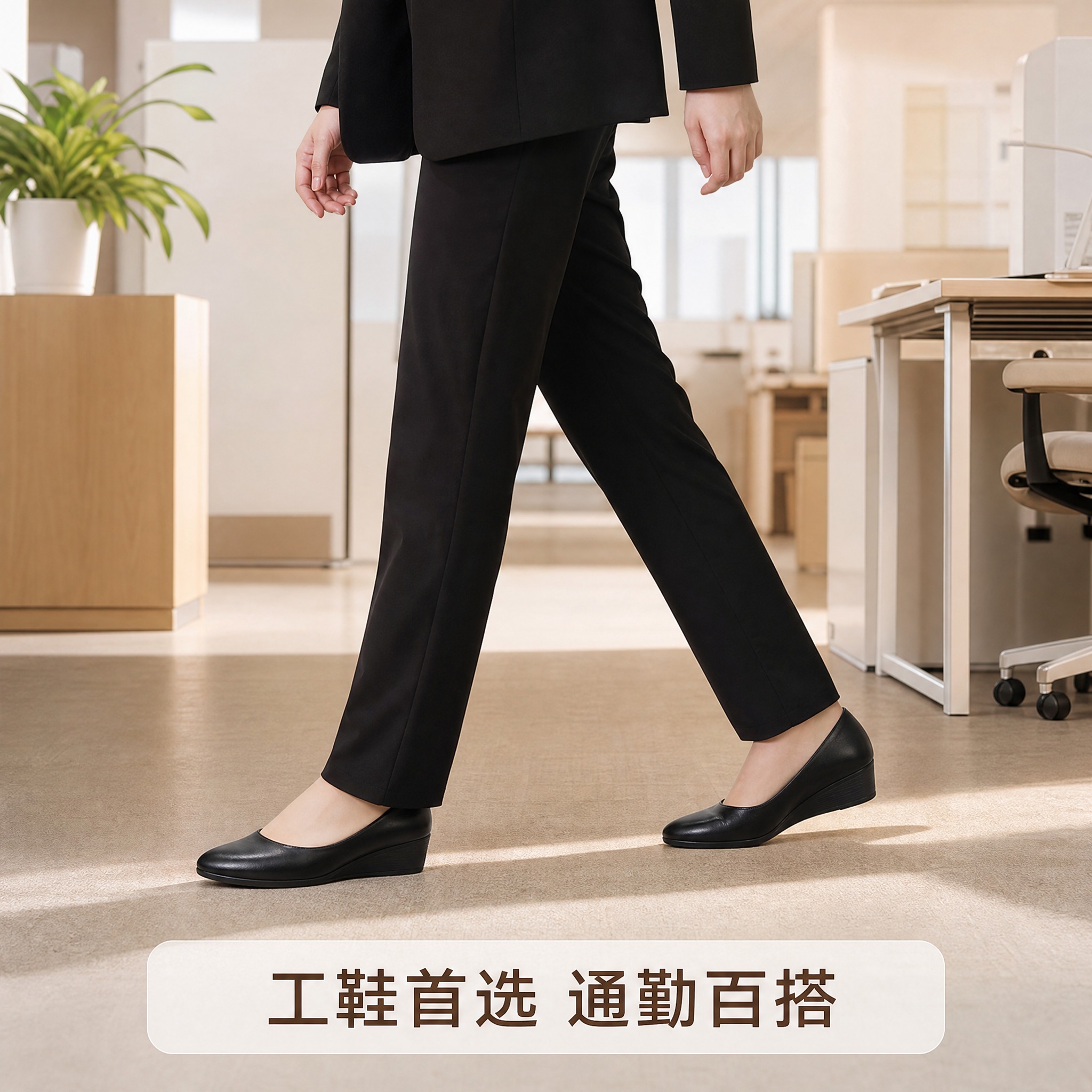 [主图-5] 工鞋职场场景穿搭展示，体现通勤百搭与职场专业形象… - 图片创意预览