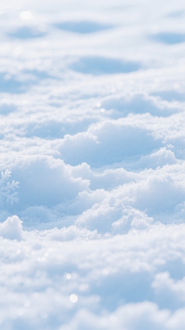 纯净的雪地背景，覆盖着细腻松软的白雪，雪花纹理清晰可见，呈现出自然的起伏和不规则的蓬松质感。整体色调以明亮的浅蓝色和纯白色为主，光线柔和均匀，营造出宁静、清冷而又纯净的氛围。雪地表面有细微的光影变化，仿佛有柔和的自然光洒落在上面，没有明显的阴影，只有雪粒之间自然形成的浅淡明暗对比，展现出冬日雪景特有的干净与静谧。预览效果