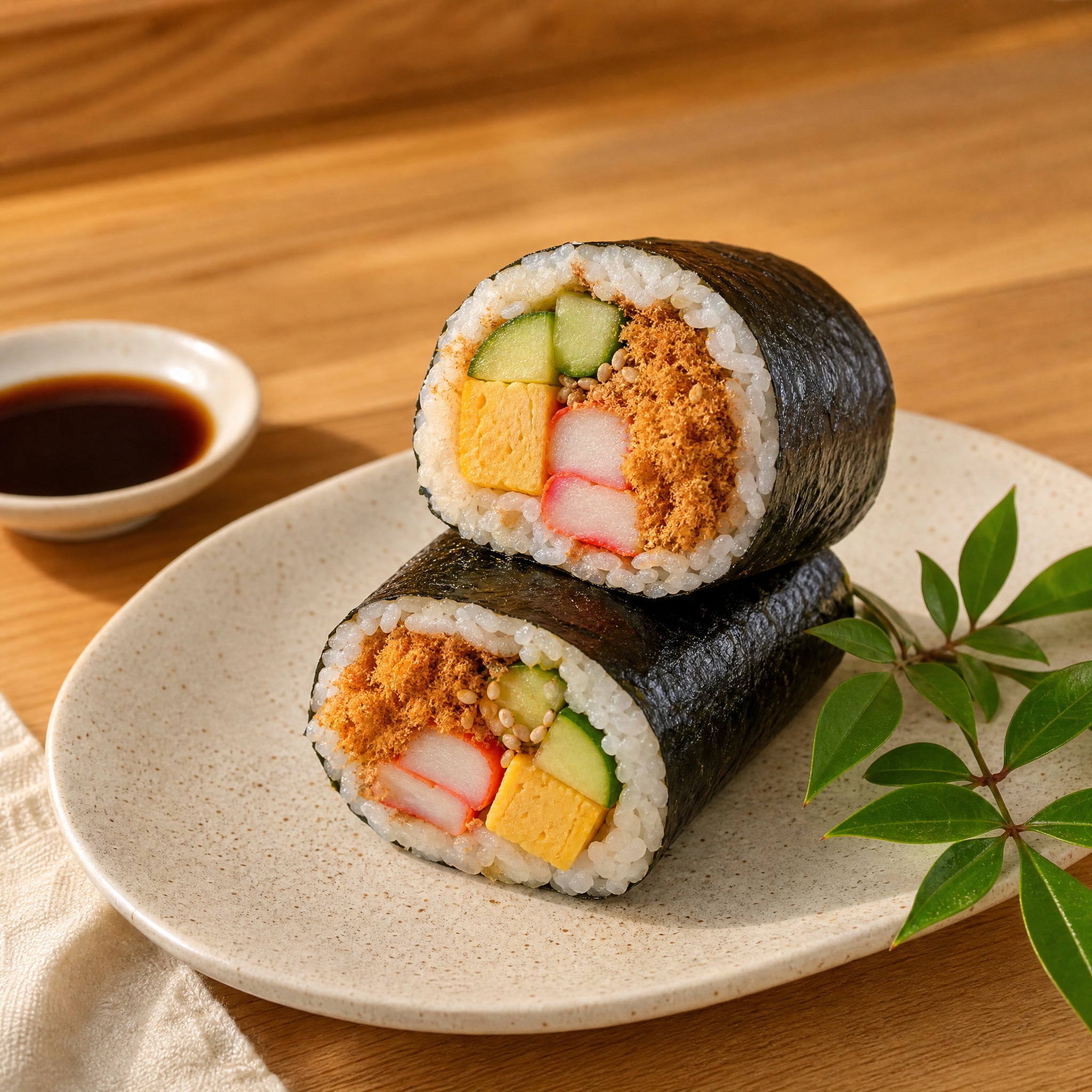 谷糯本味饭卷品牌头像设计，写实摄影风格，画面中央是精致的日式饭… - 图片创意预览