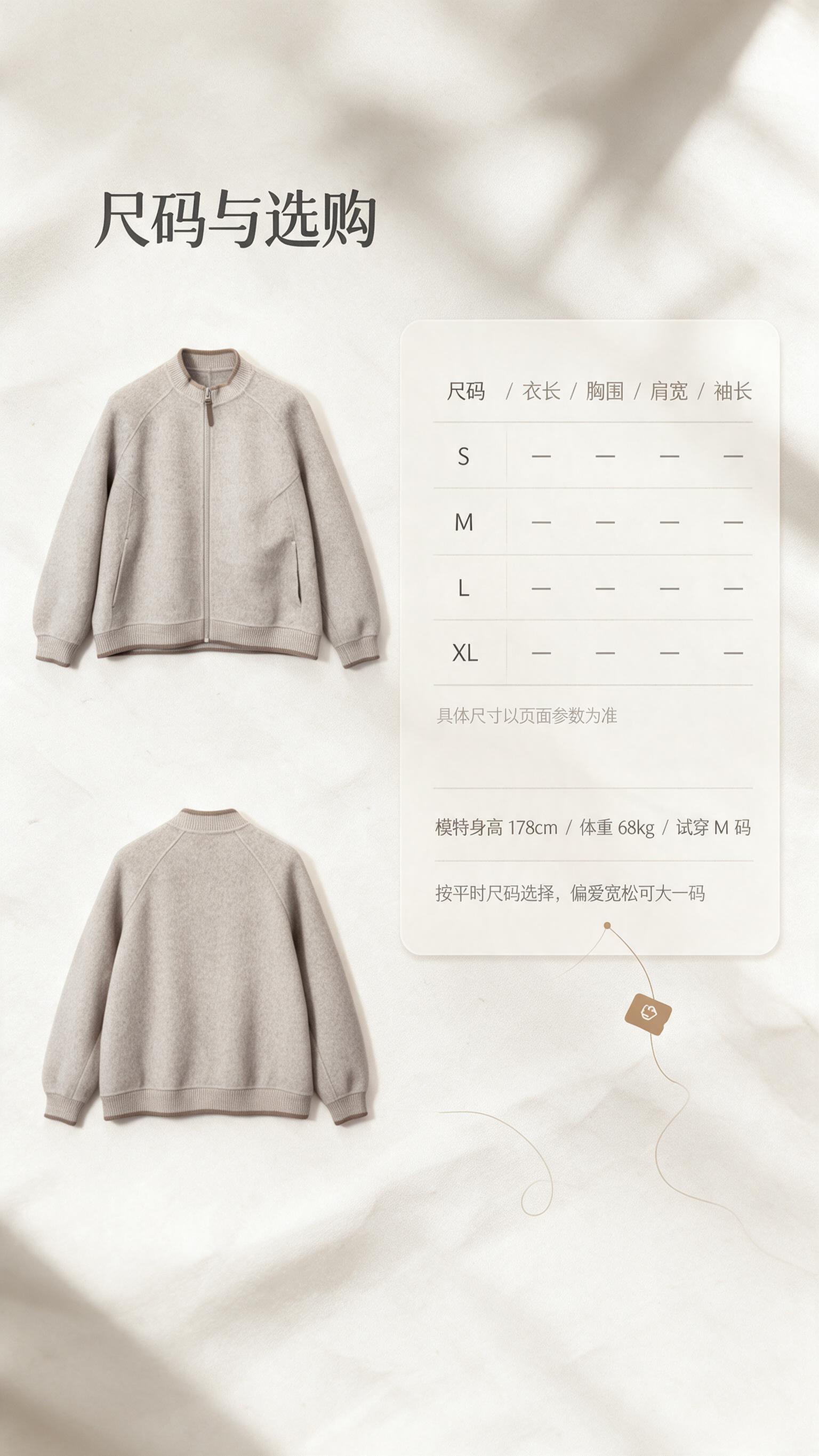 [商品] 使用【图1】燕麦灰针织质感圆领拉链外套；左侧标准图保… - 图片创意预览