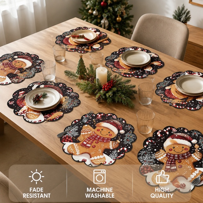 [Main Picture 2] Christmas placemat dining scene display picture. 
[Atmosphere Style] Warm home dini预览效果