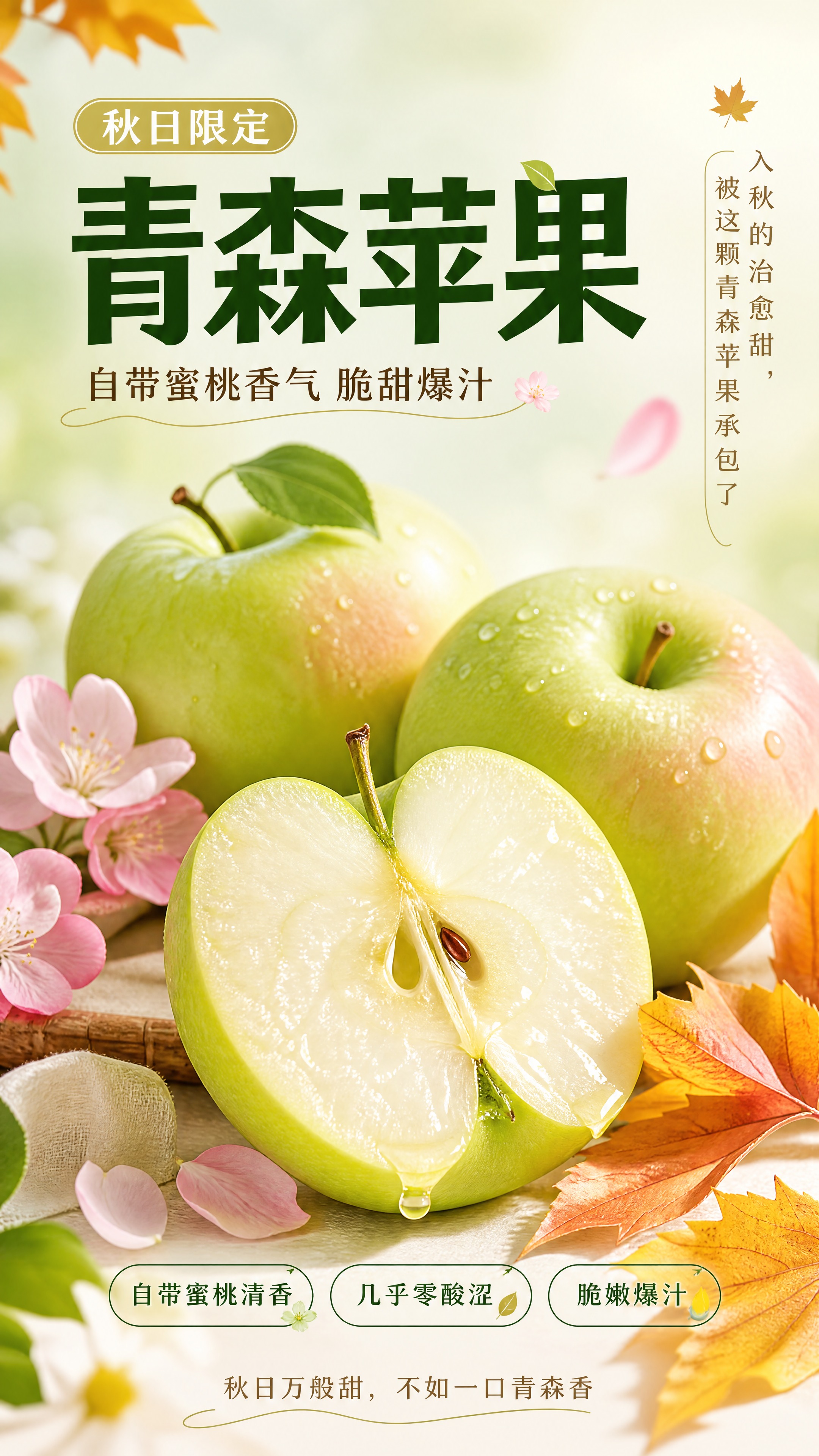 [第1张] 详情页头图-青森苹果食欲海报。 [氛围/风格] 秋… - 图片创意预览