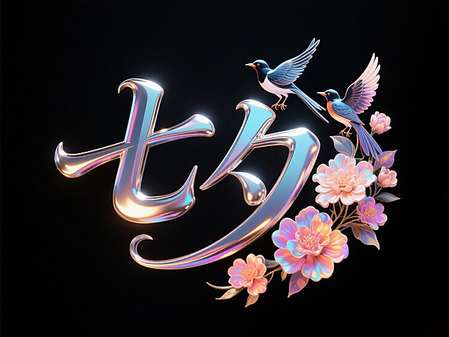 ✨酸性金属 “七夕” 字，喜鹊花朵超高级🎊