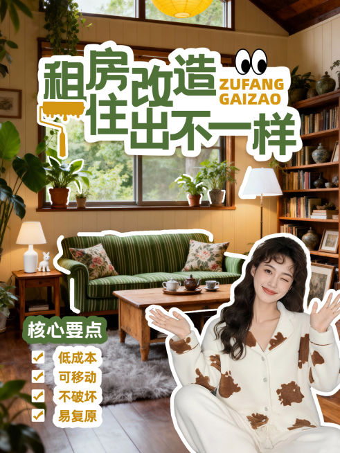 家居改造装修介绍人像爆款吸睛小红书封面预览效果