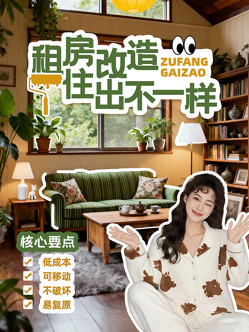 家居改造装修介绍人像爆款吸睛小红书封面
