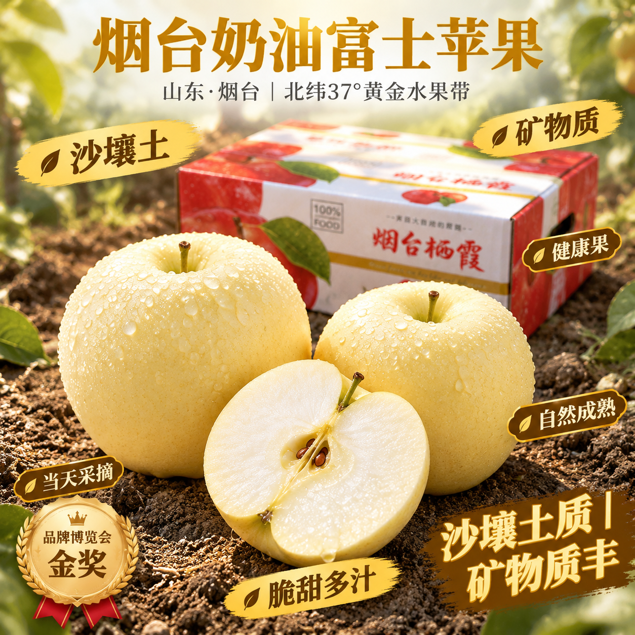 京东电商主图，800×800像素，1:1比例。背景为山东烟台栖… - 图片创意预览