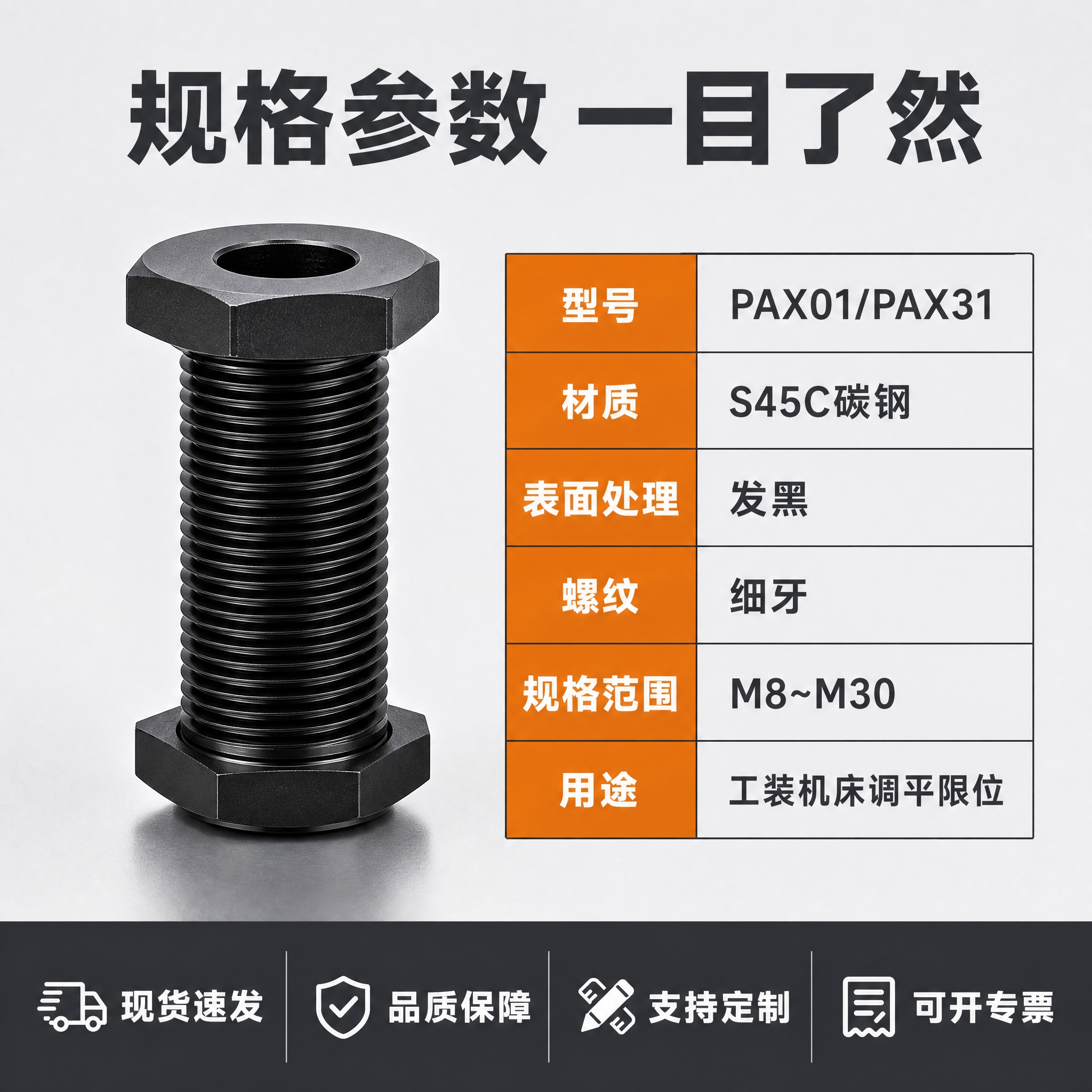 [主图-5] 规格参数与服务背书图，展示产品型号参数和发货服务… - 图片创意预览