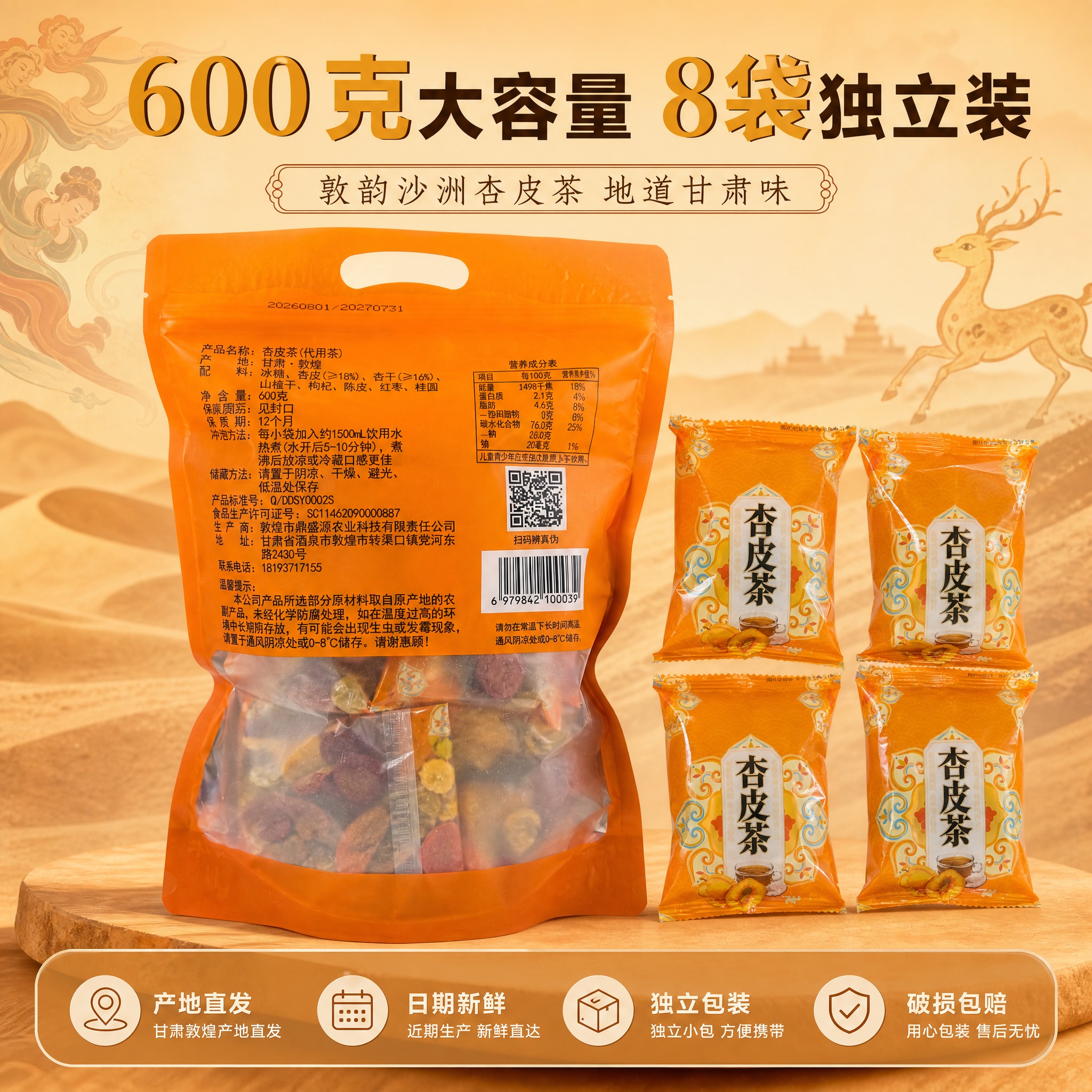 [主图-4] 规格容量与服务承诺图，突出600克大容量、独立小… - 图片创意预览