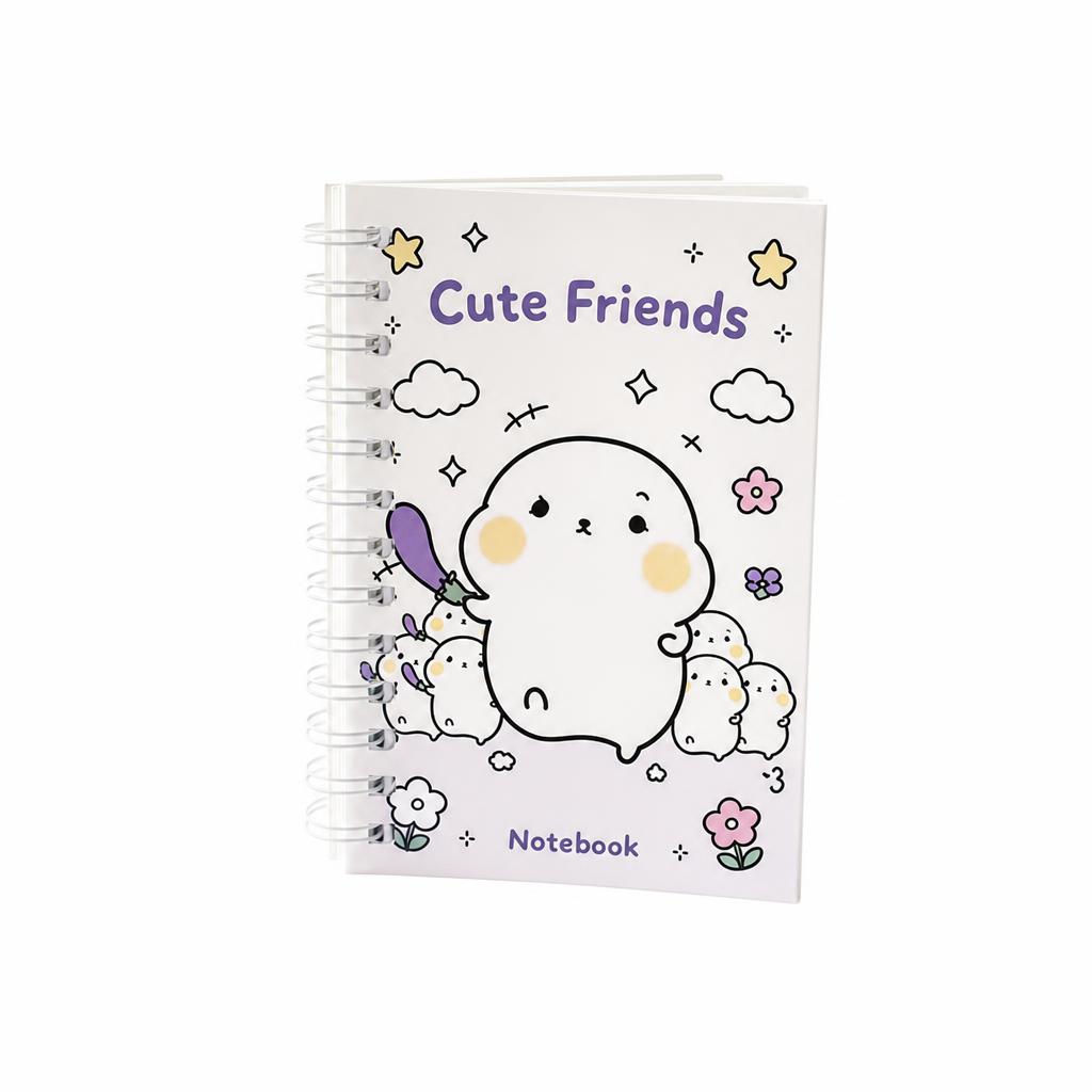 将背景底色改为纯白色，保持Cute Friends卡通线圈笔记… - 图片创意预览