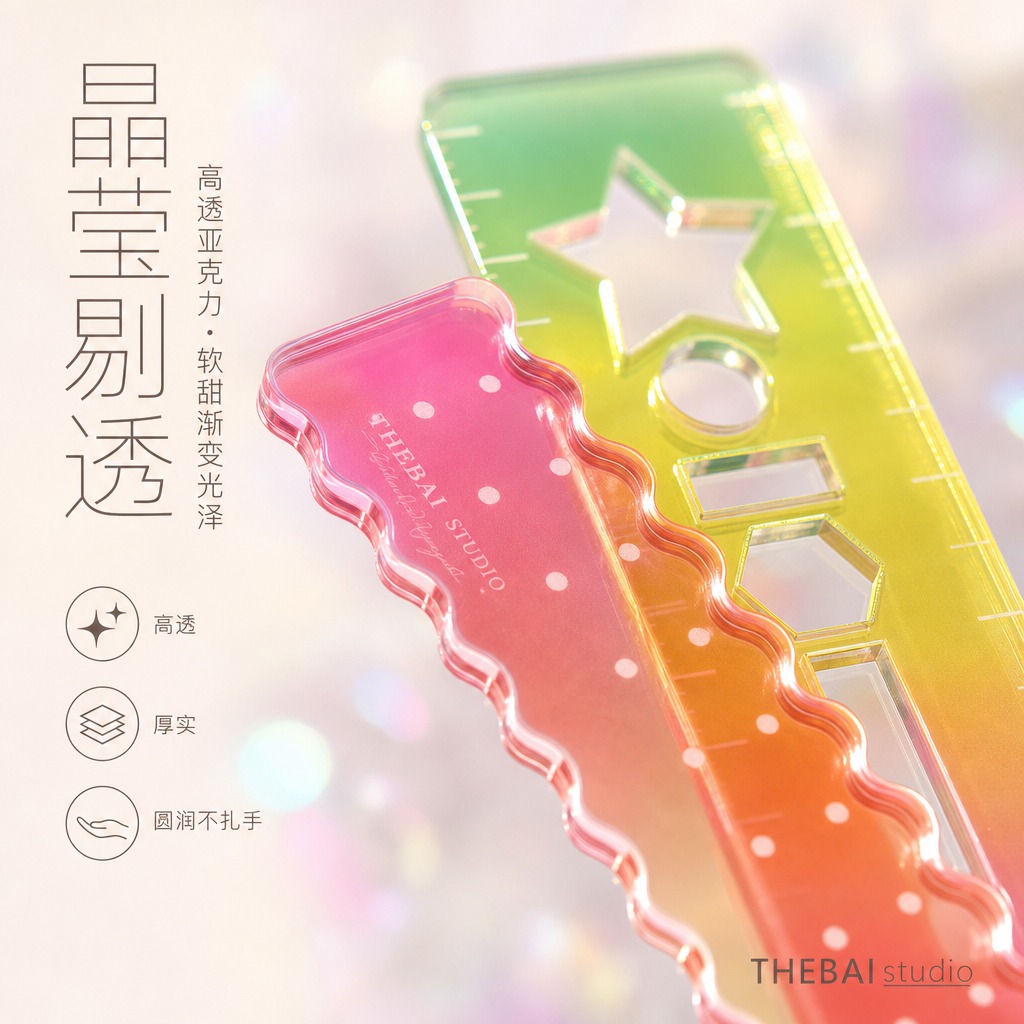 1:1方形构图，严格还原上传的THEBAI studio掌心尺… - 图片创意预览