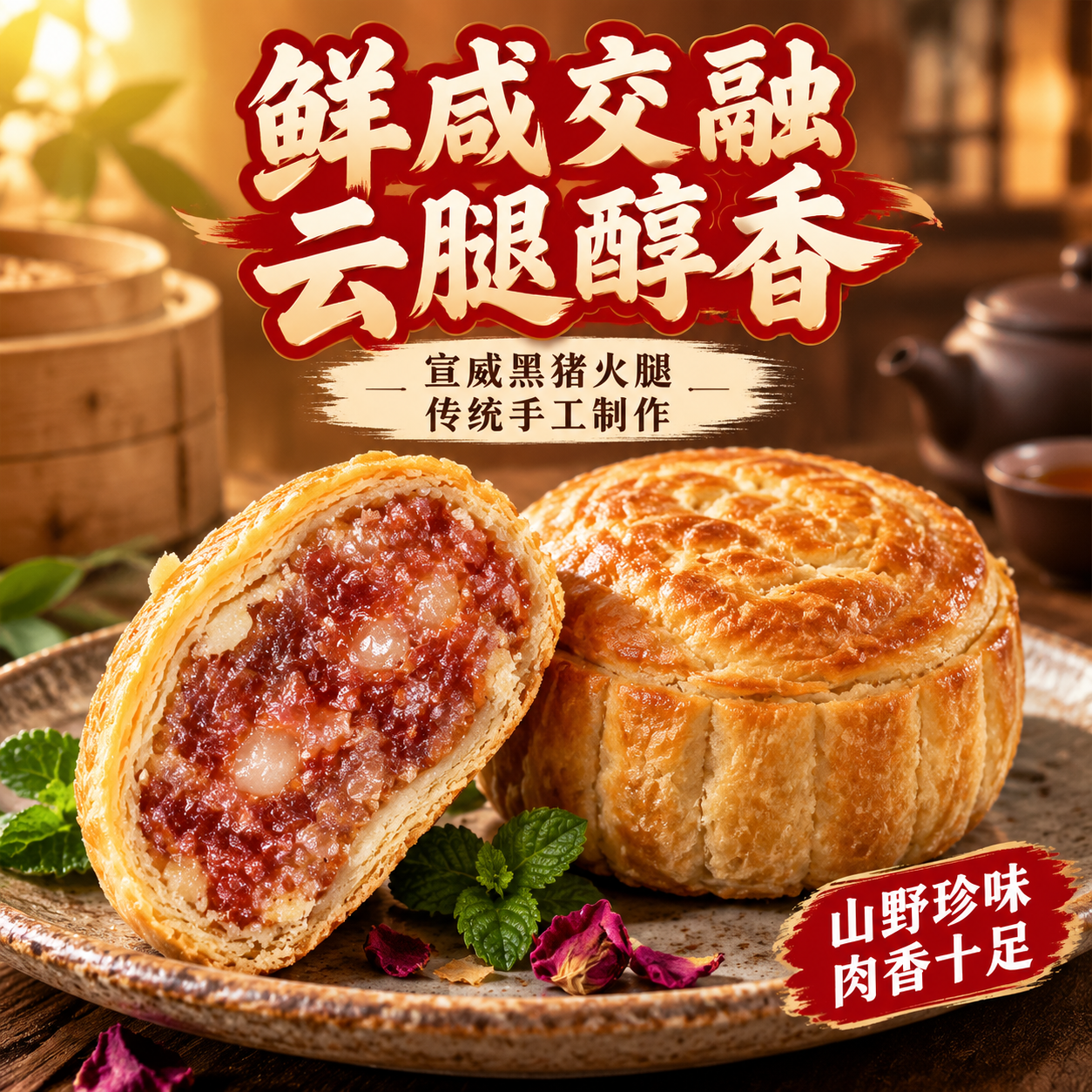 [主图-2] 原味云腿月饼核心卖点 鲜咸交融 肉质饱满 [统一… - 图片创意预览