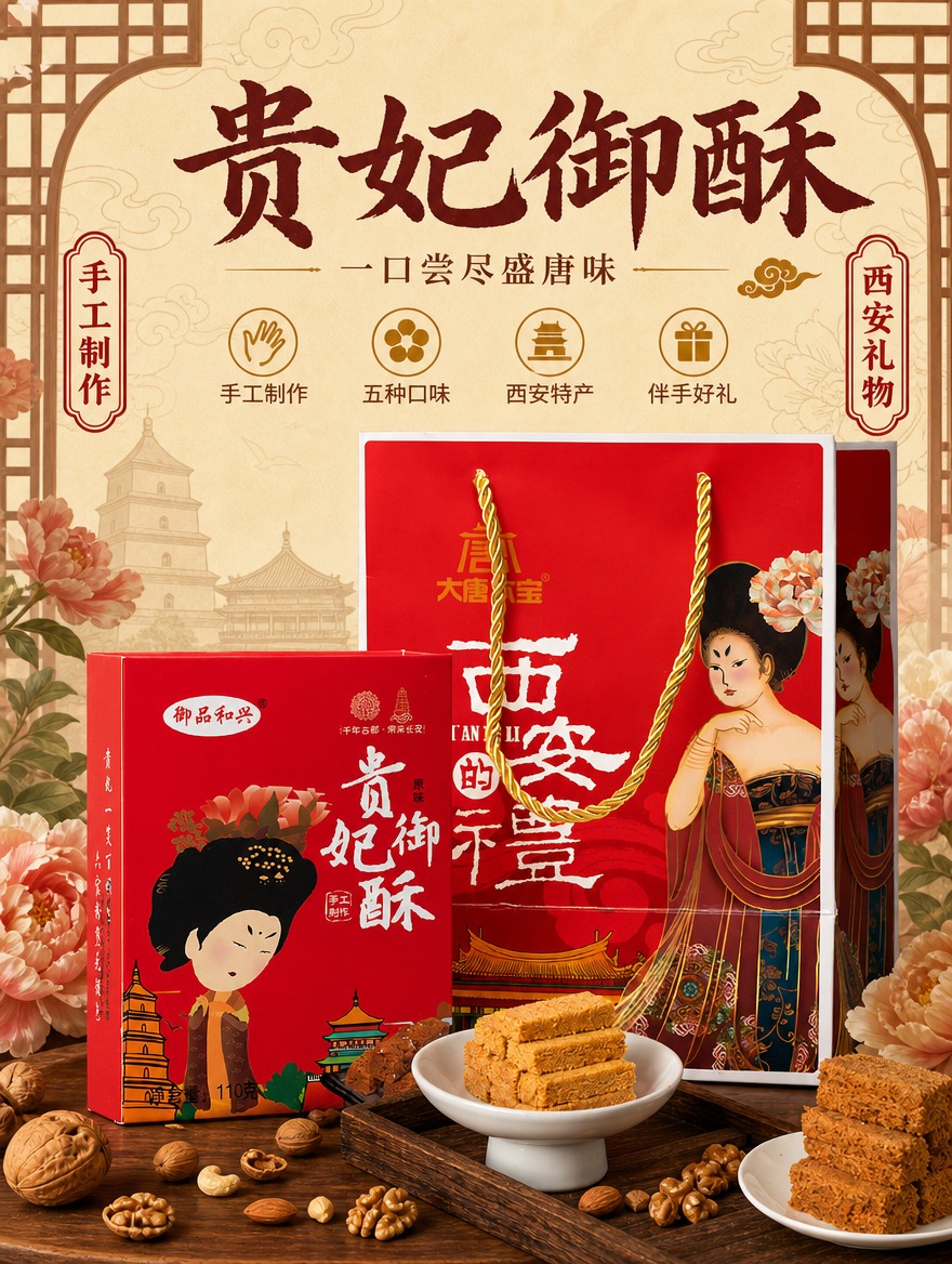 [商品] 使用【图1】【图9】贵妃御酥红色礼盒+红色手提礼袋组… - 图片创意预览