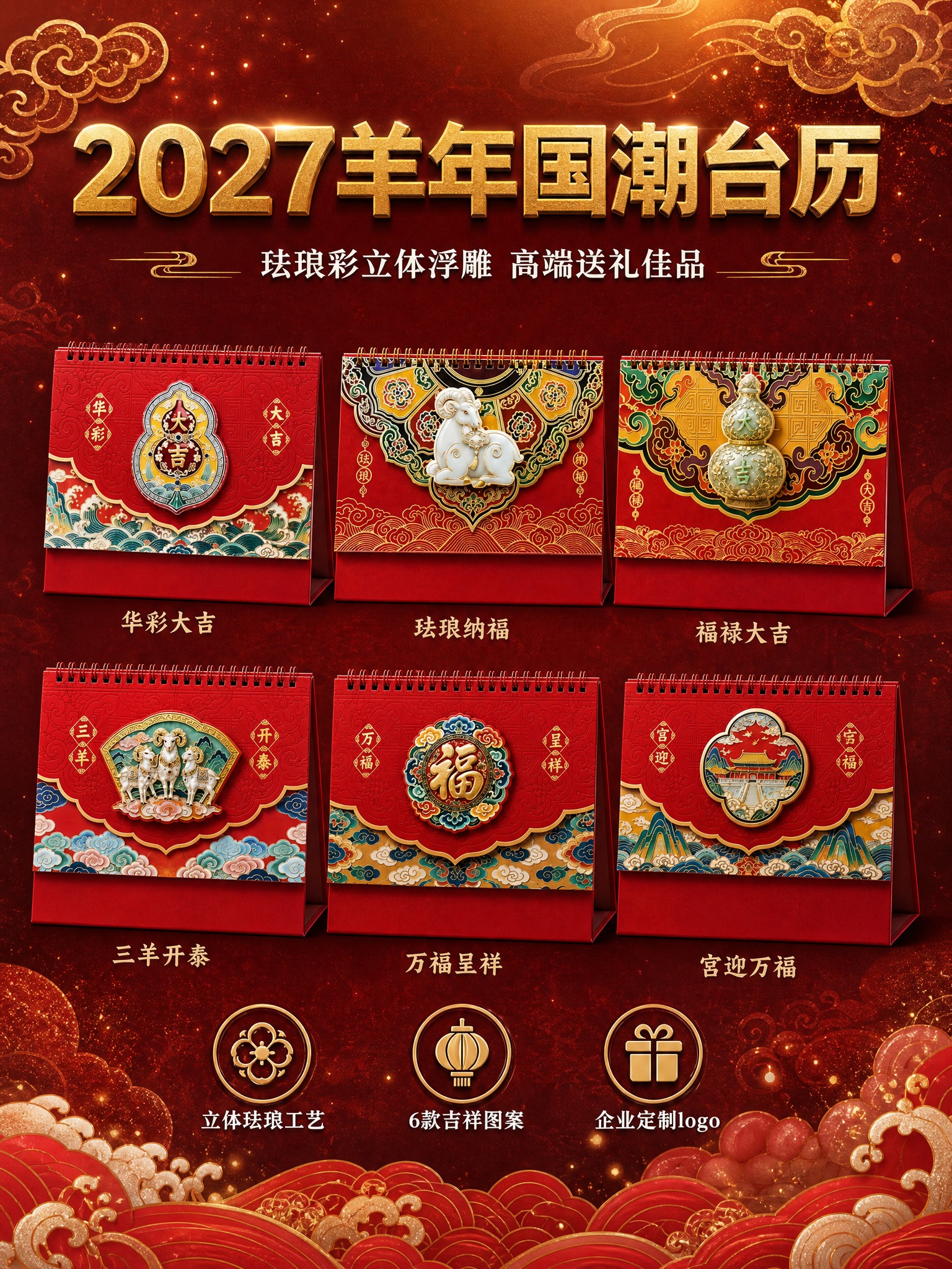 [详情页第1张-首屏海报] [商品] 使用【图67】6款国潮台… - 图片创意预览