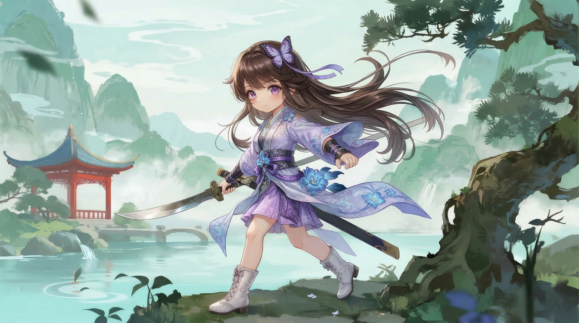 为衣服和头发添加更多细节，同时进一步丰富眼睛的细节，保持原有的日本动漫二次元画风，保留原图的构图、配色和所有元素预览效果