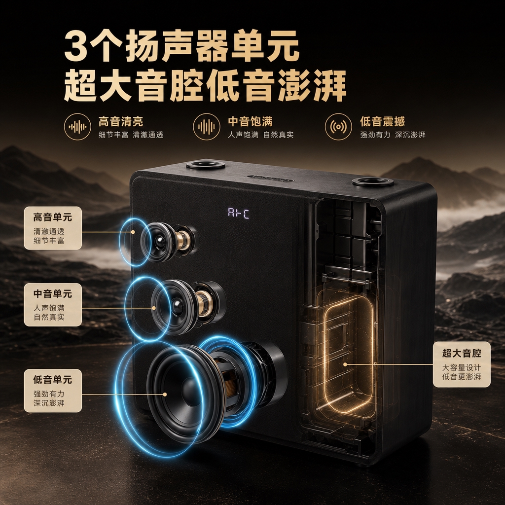 [主图-3] 产品证据/3扬声器声学结构，展示内部3个扬声器单… - 图片创意预览