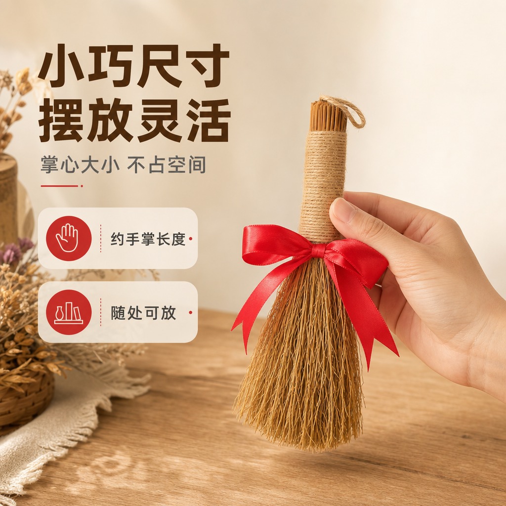 [商品] 使用【图2】稻草小毛刷捆红绳手持图；保留稻草材质、麻… - 图片创意预览