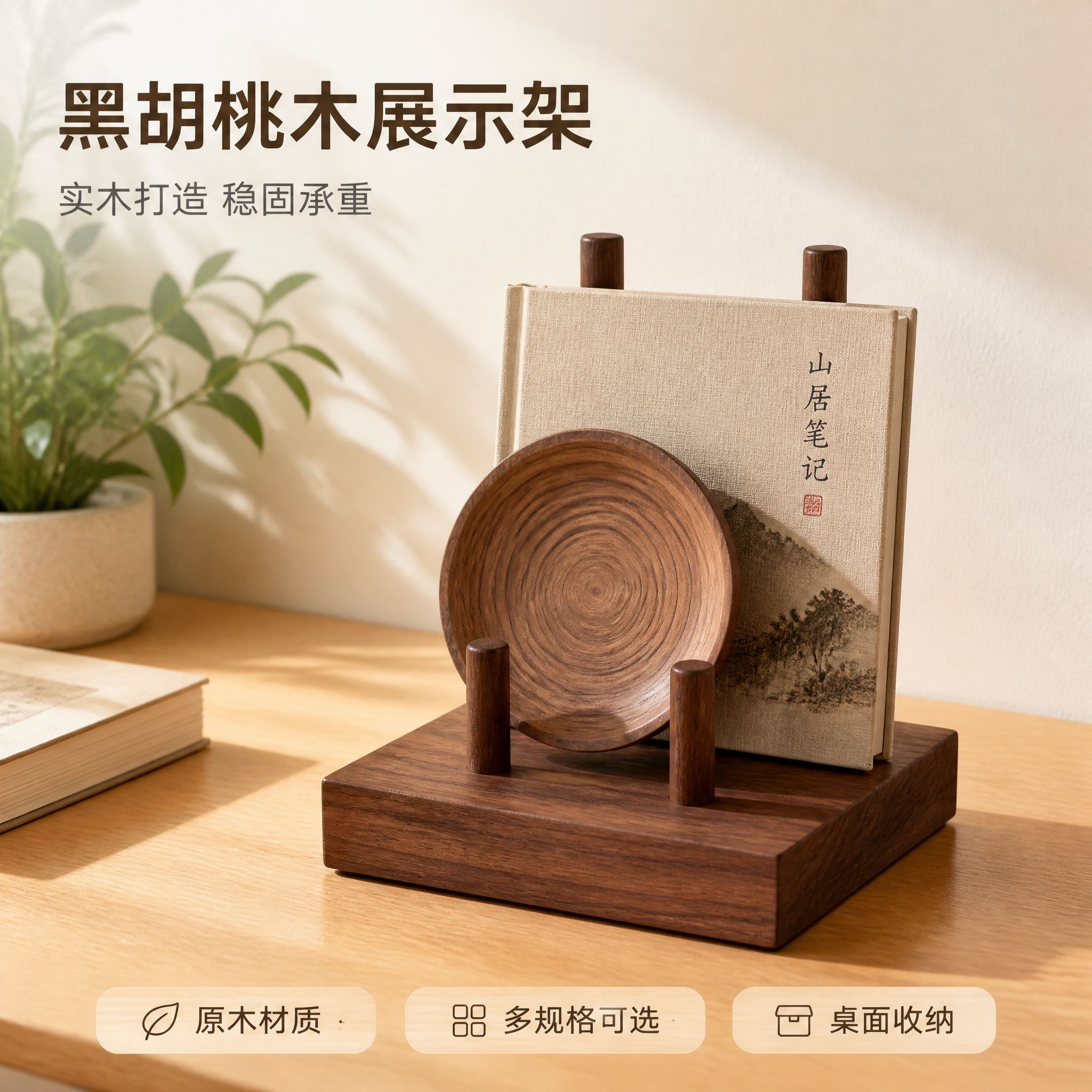 [主图-1] 黑胡桃木展示架 空间氛围单品呈现英雄图。 [统一… - 图片创意预览