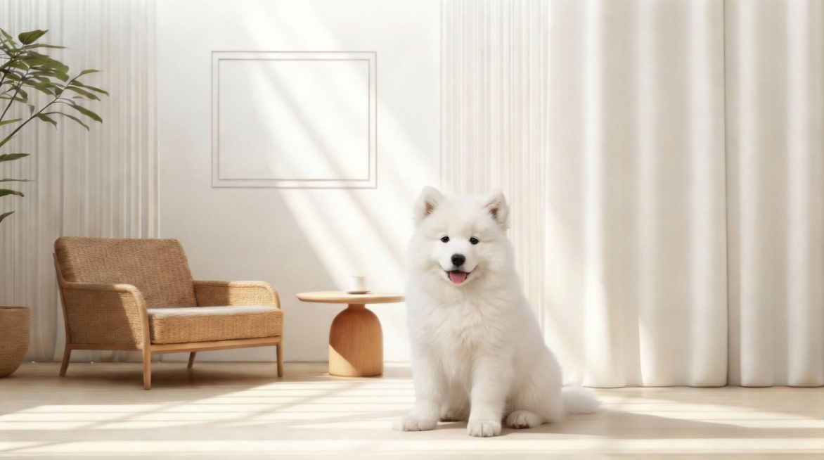 把萨摩耶变小一半，其他保持不变预览效果