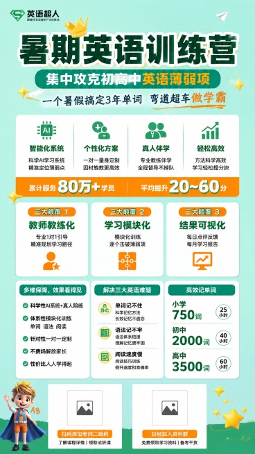 保持原有海报的全部文案内容、版式布局和信息分区不变，整体配色修改为参考图的浅绿色网格背景、搭配橙绿色块和深绿渐变底配色，保留浅底星星装饰和皇冠卡通元素风格，所有文字清晰可读，保持专业明快的招生海报风格预览效果