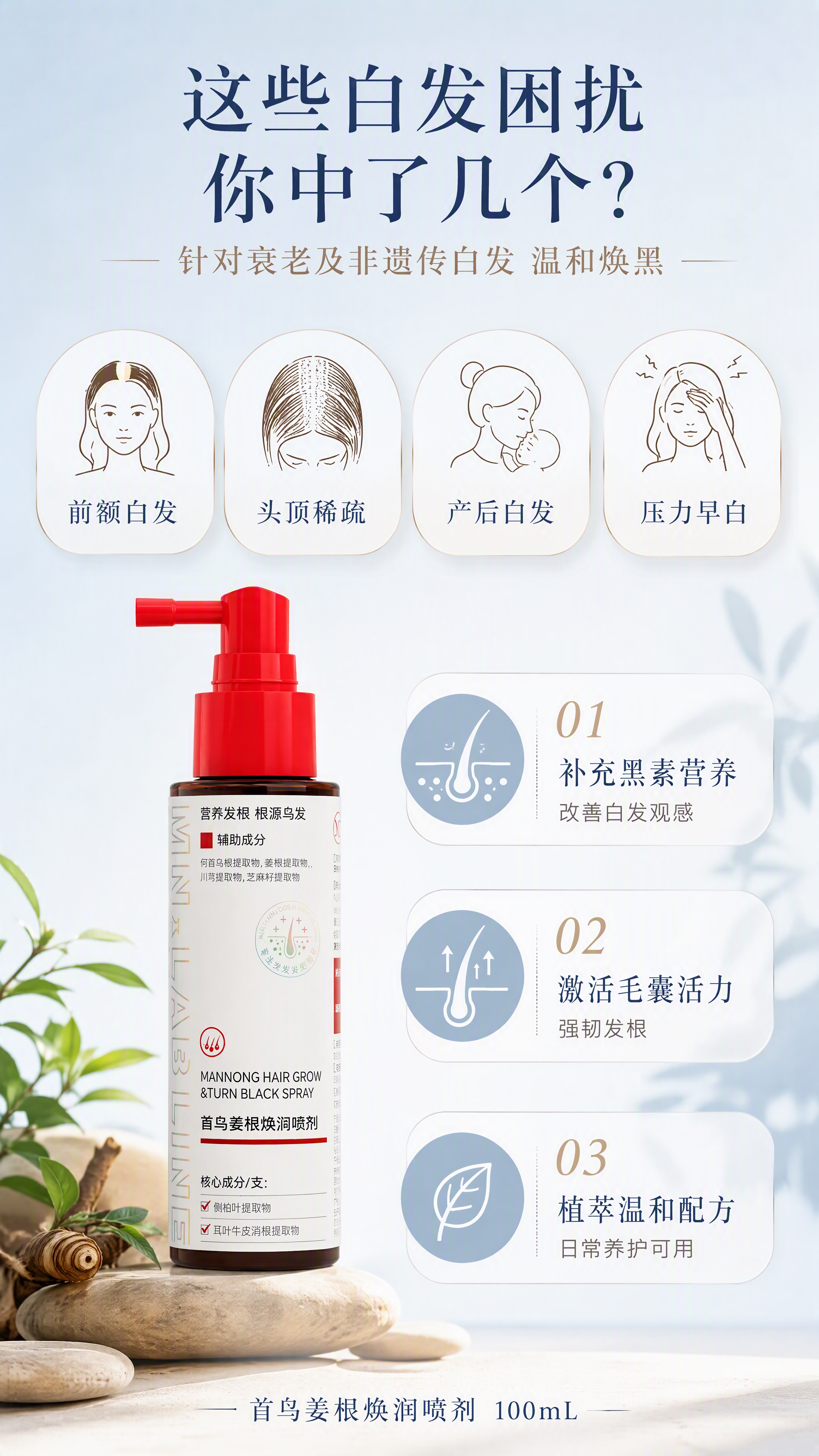 [第3张] 详情页适用人群页-首乌姜根焕润喷剂白发困扰匹配与解… - 图片创意预览