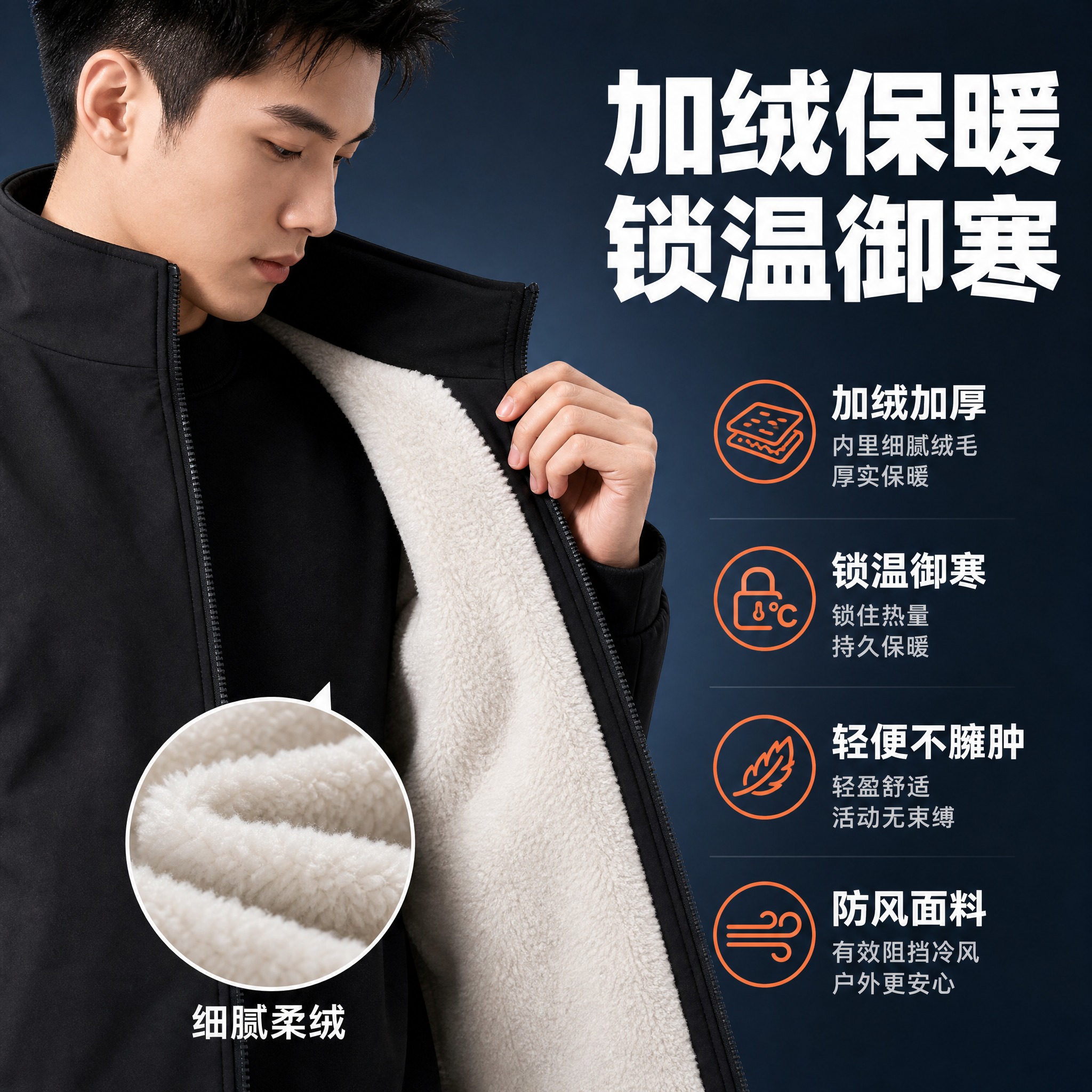 [主图-2] 功能参数展示图，主题：加绒保暖科技 锁温御寒。… - 图片创意预览