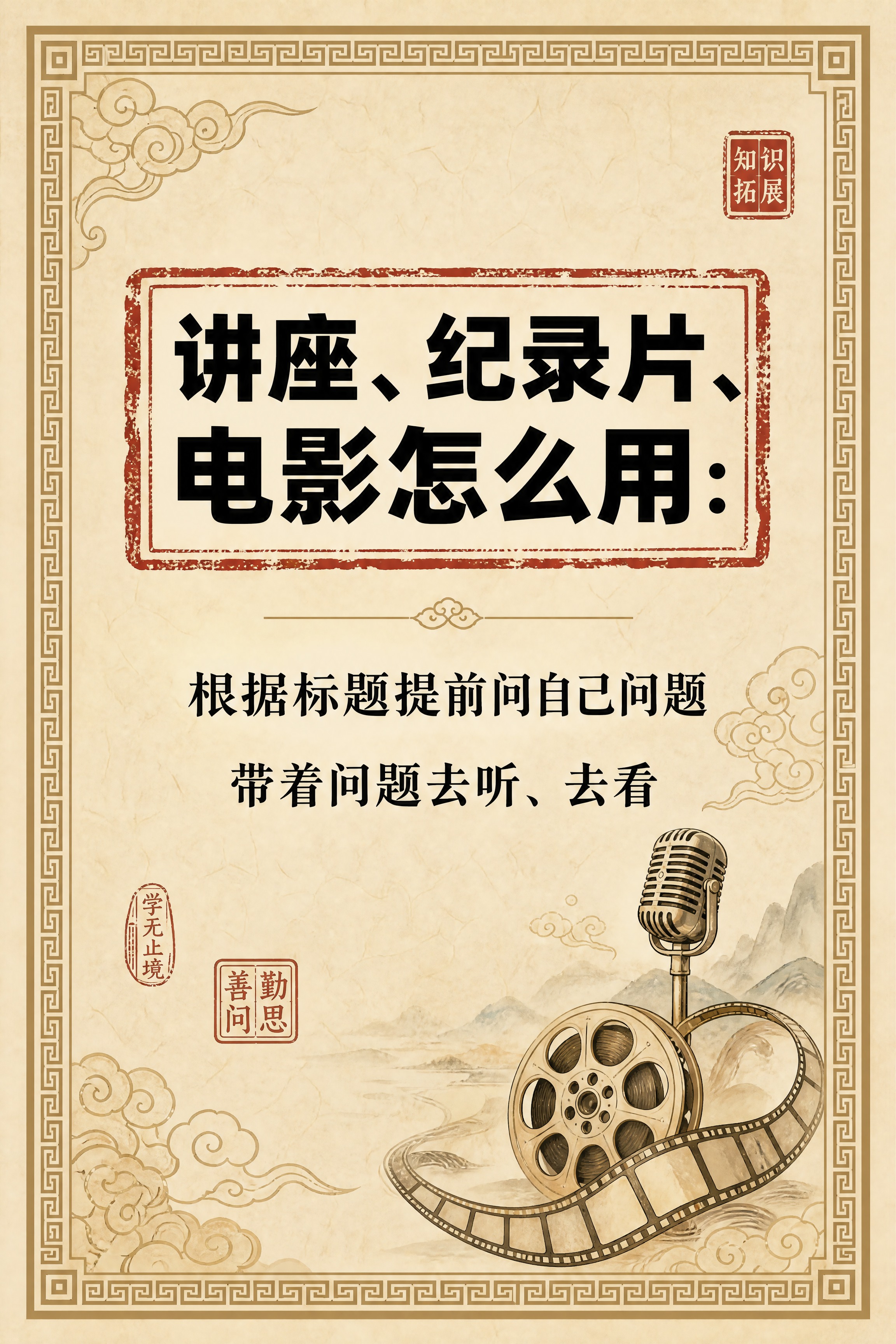 小红书笔记内页，讲座纪录片用法卡片，国风山海经风格，米黄色宣纸… - 图片创意预览