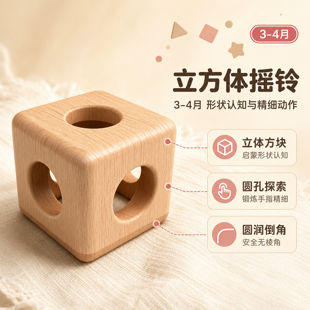 [商品] 使用【图6】立方体摇铃玩具；保留立方体外形、圆角设计… - 图片创意预览