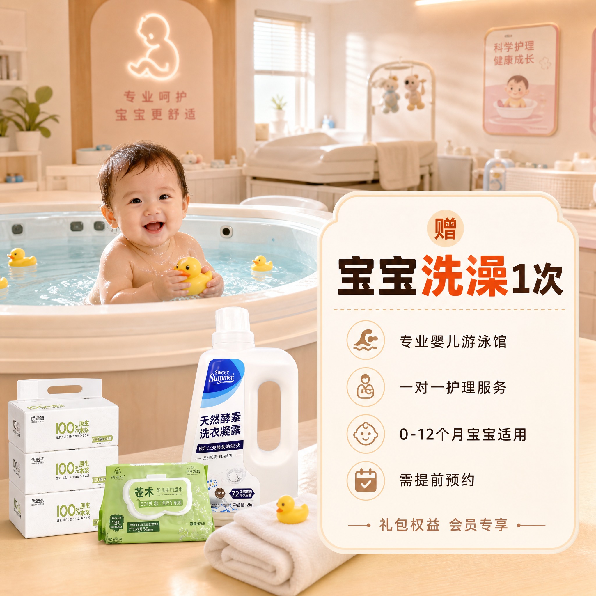 [主图-8] 迪达婴童新客礼包 宝宝洗澡服务权益图 到店体验。… - 图片创意预览