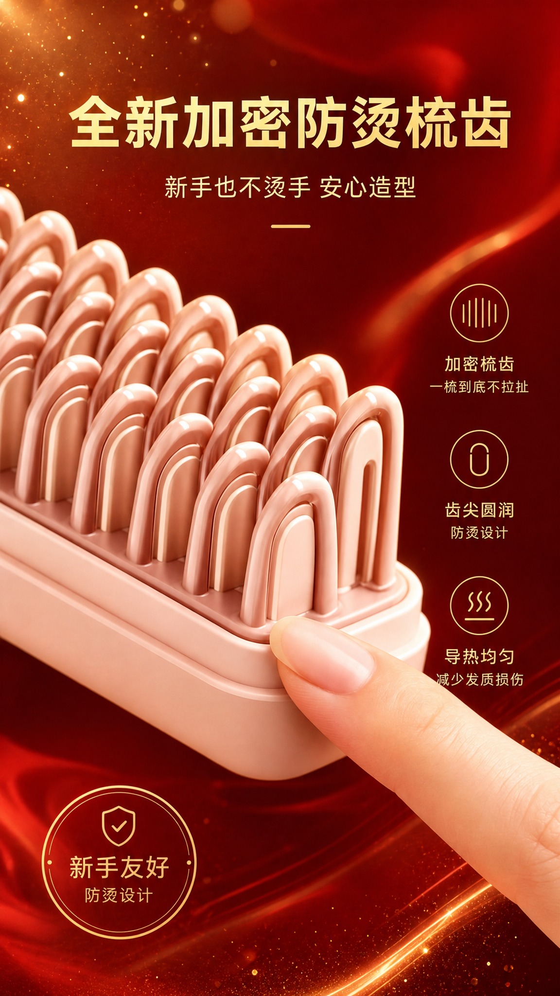 [商品] 使用【图8】直发梳防烫梳齿细节页；保留粉色梳齿微距特… - 图片创意预览