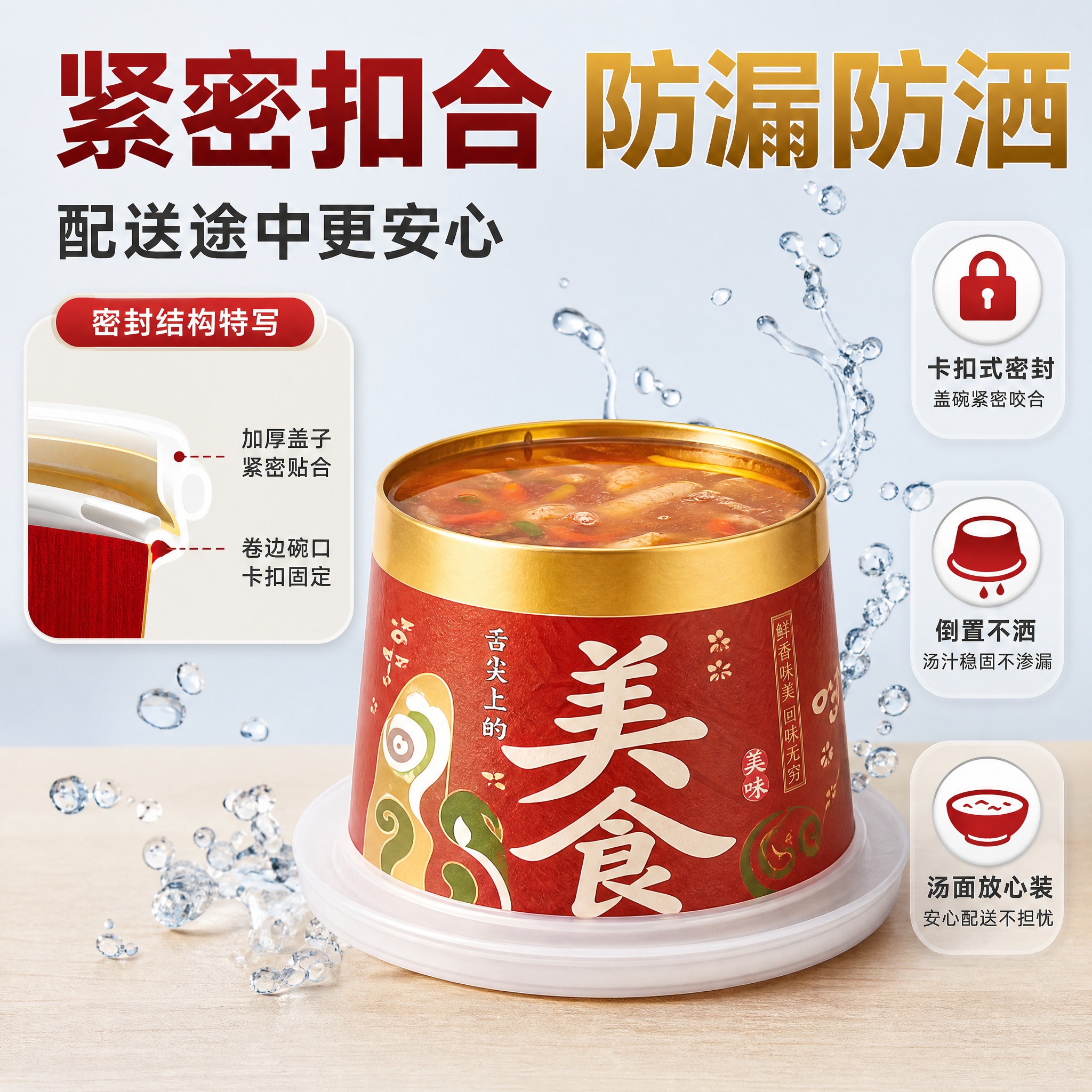 [主图-6] 密封防漏演示图，展示带盖密封防漏的功能优势，解决… - 图片创意预览