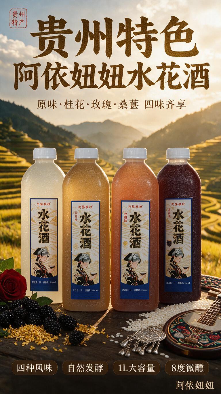 [商品] 使用产品图阿依妞妞水花酒四口味组合，从左到右依次为：… - 图片创意预览
