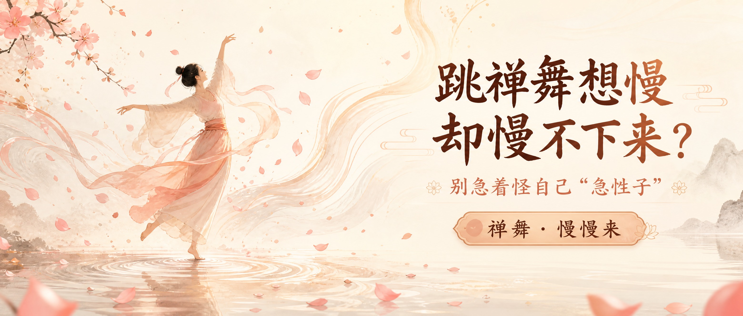 公众号封面横版海报，禅意东方美学风格，温暖治愈系水墨风，柔和舒… - 图片创意预览