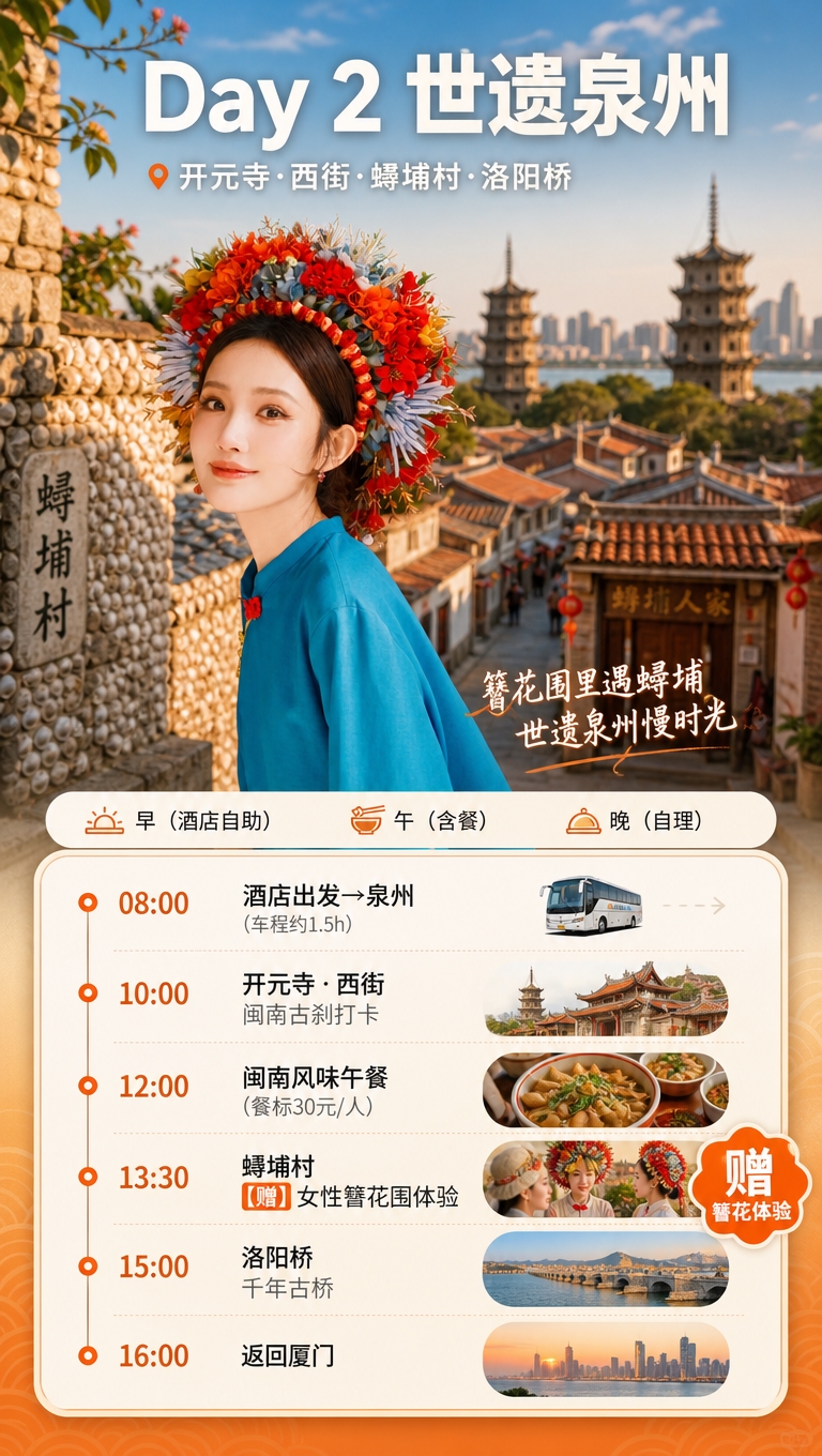 [商品] 旅游线路产品：厦门+泉州4日3晚跟团游；使用【图1】… - 图片创意预览