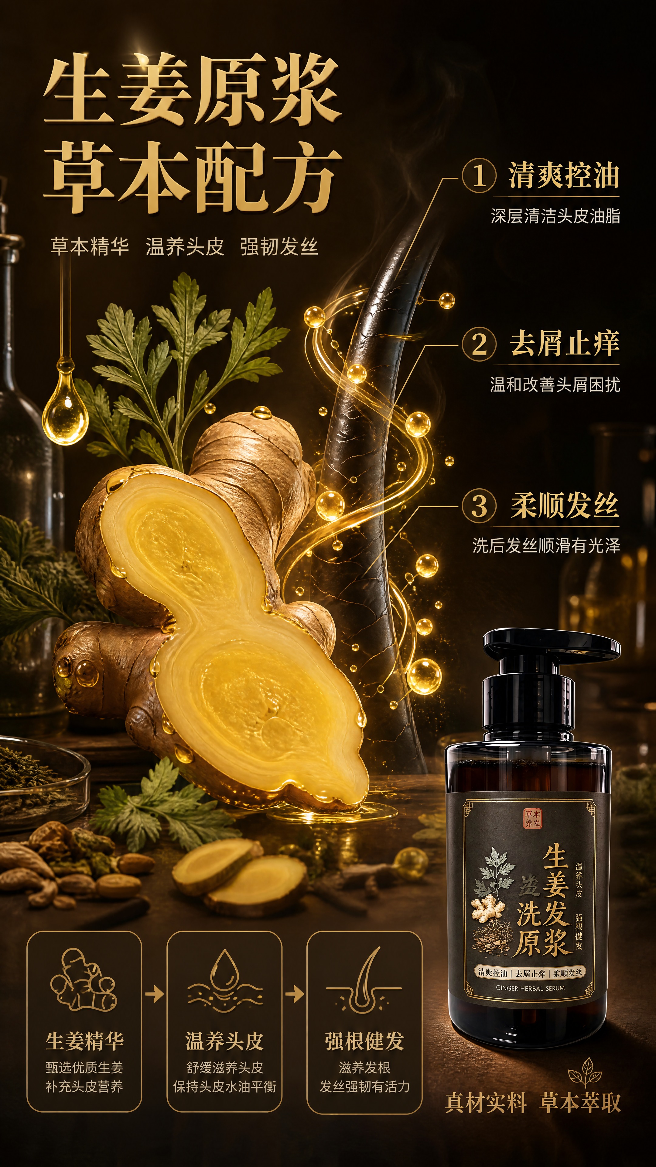 [商品] 使用【图1】生姜洗发原浆产品图；保留瓶身结构、颜色、… - 图片创意预览