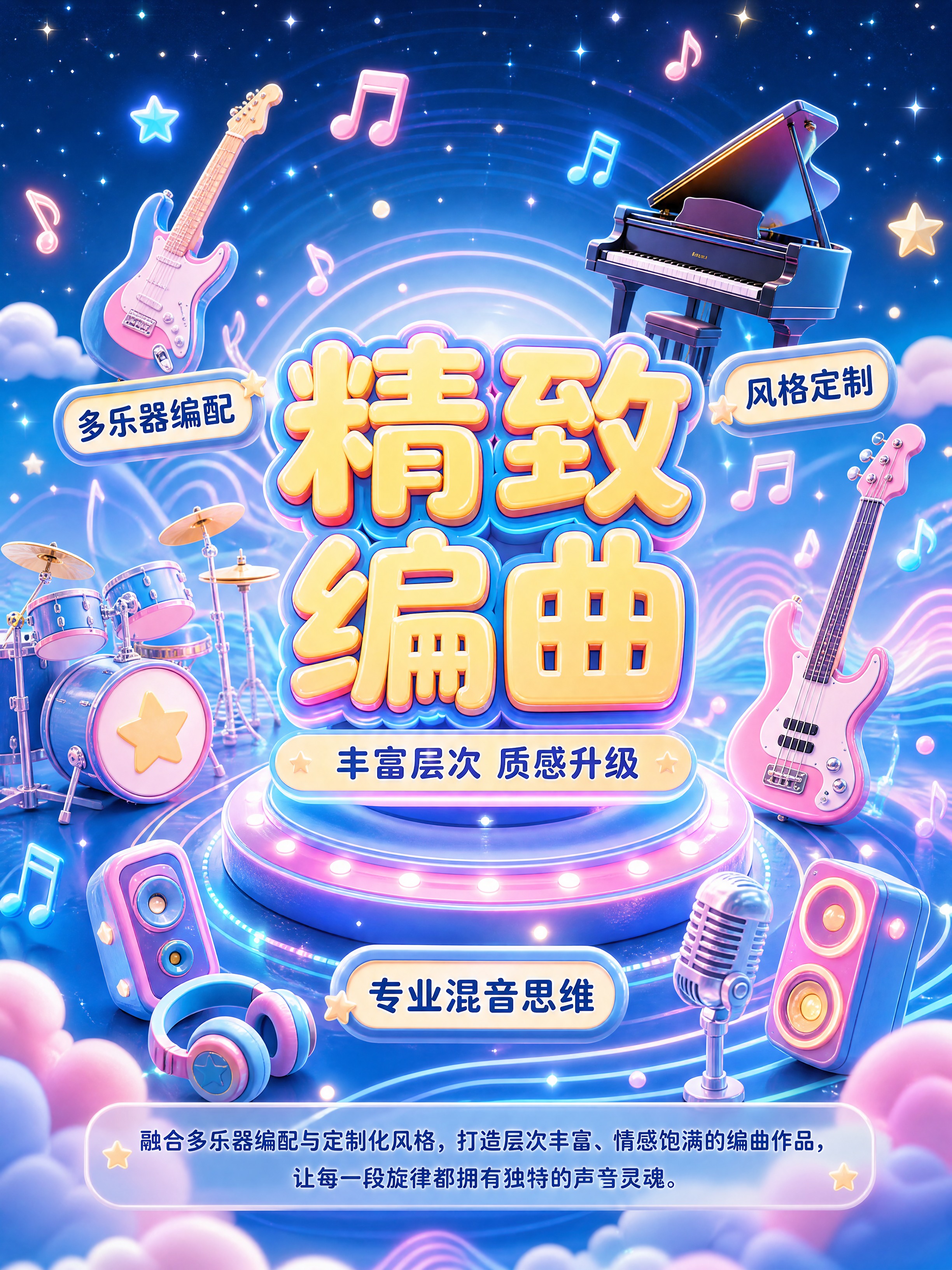 [商品] 使用【图1】【图2】作为音乐服务视觉风格参考；保留3… - 图片创意预览