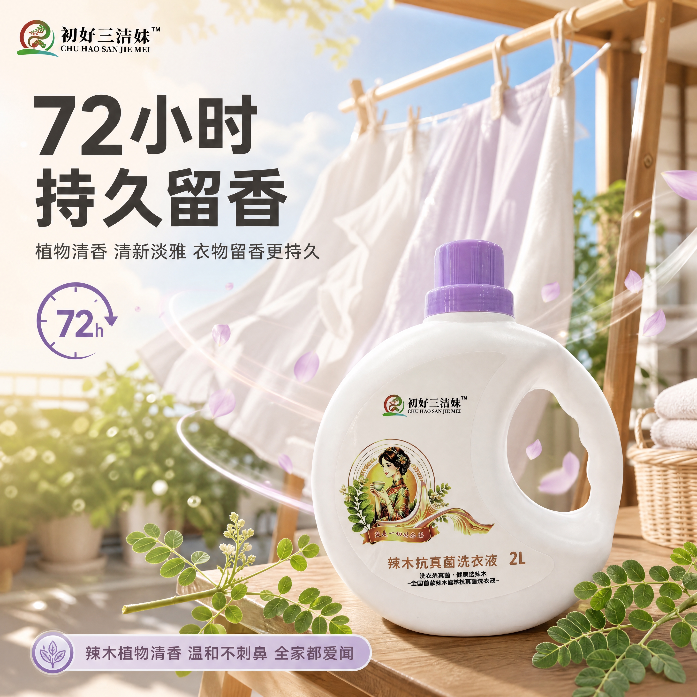 [商品] 使用【图1】初好三洁妹辣木抗真菌洗衣液2L；保留白色… - 图片创意预览