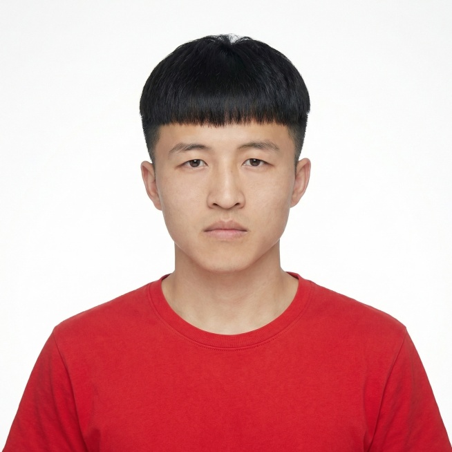 头发换成学生头，衣服换成红色短袖预览效果