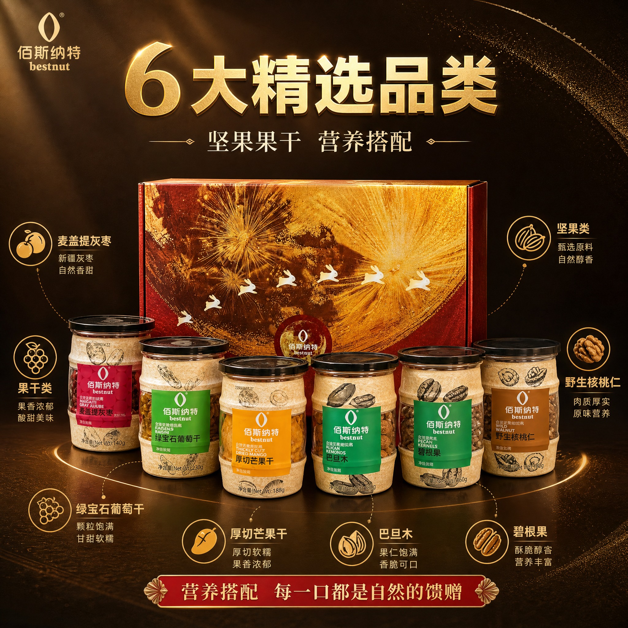 [主图-2] 核心亮点展示，主题为6大精选品类 丰富营养组合。… - 图片创意预览