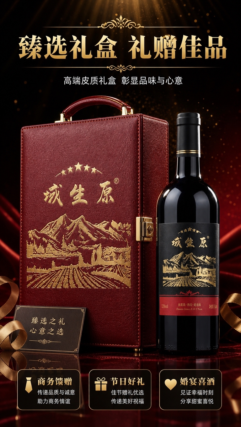 [商品] 使用【图1】域生原干红葡萄酒瓶身；保留所有酒标文字与… - 图片创意预览