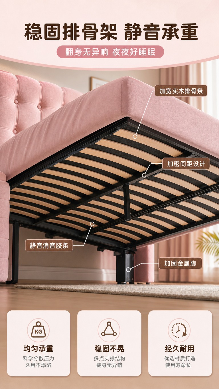 [商品] 使用【图1】粉色婴儿绒软包床；保留床体外形、粉色婴儿… - 图片创意预览