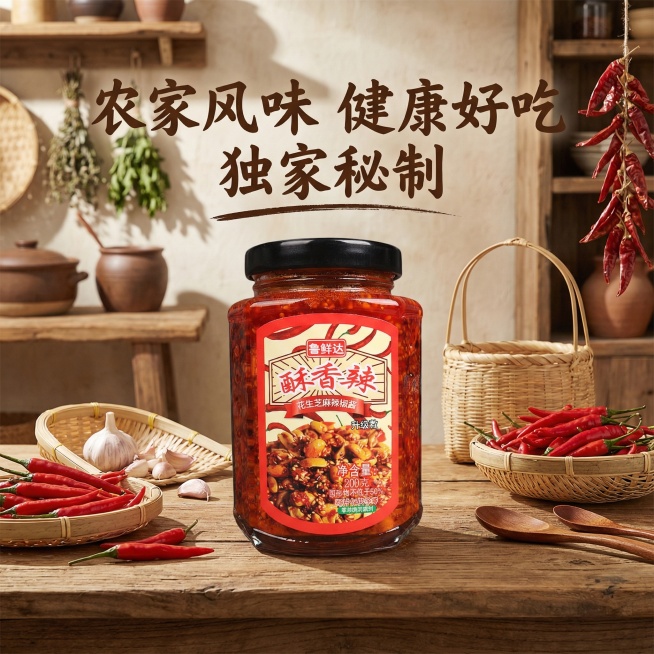 根据这张图帮我生成一个电商主图，要求农家感觉，健康好吃，独家秘制预览效果