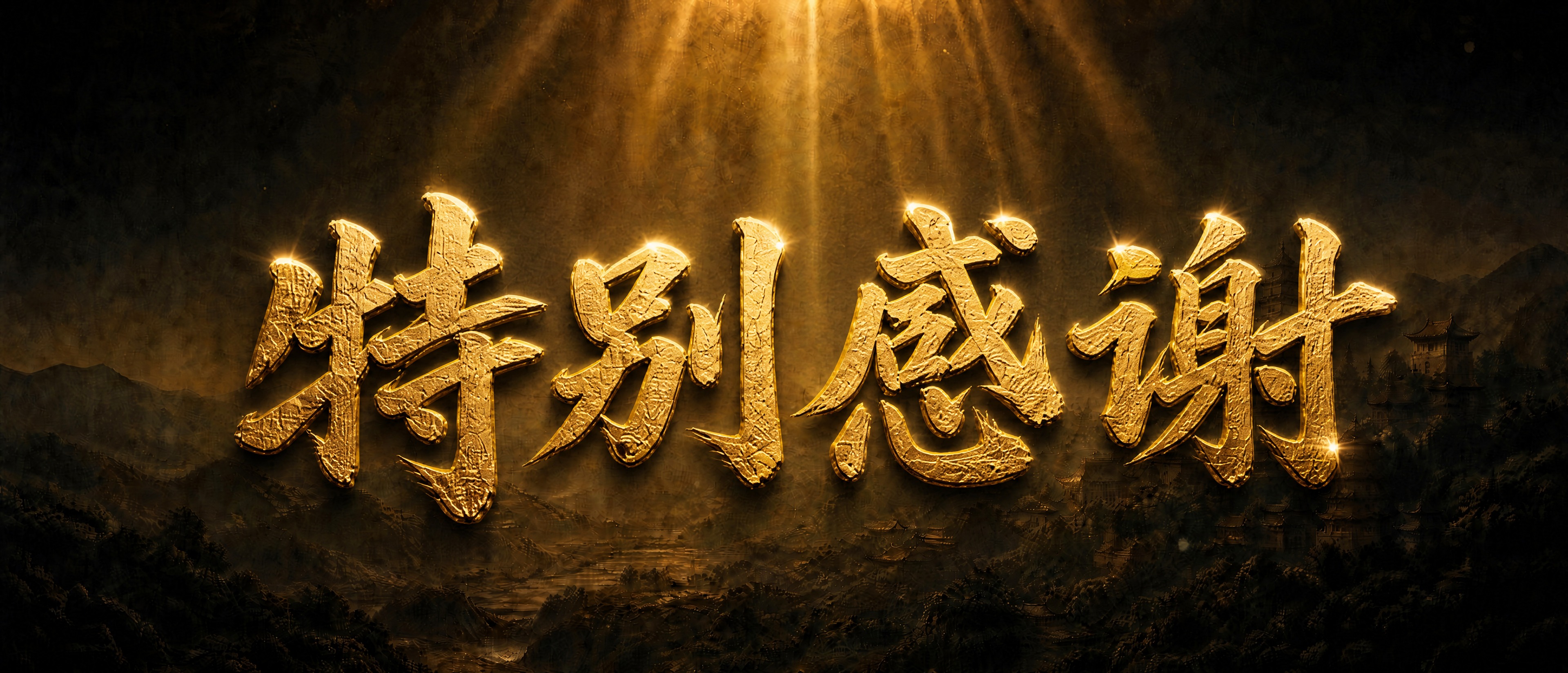 将这张图片中的"特别感谢"四个金色大字放大，字号明显增大，更有… - 图片创意预览