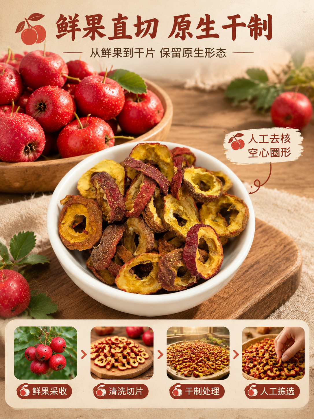 [商品] 使用【图2】白瓷碗盛放的空心山楂干；保留山楂干的红褐… - 图片创意预览