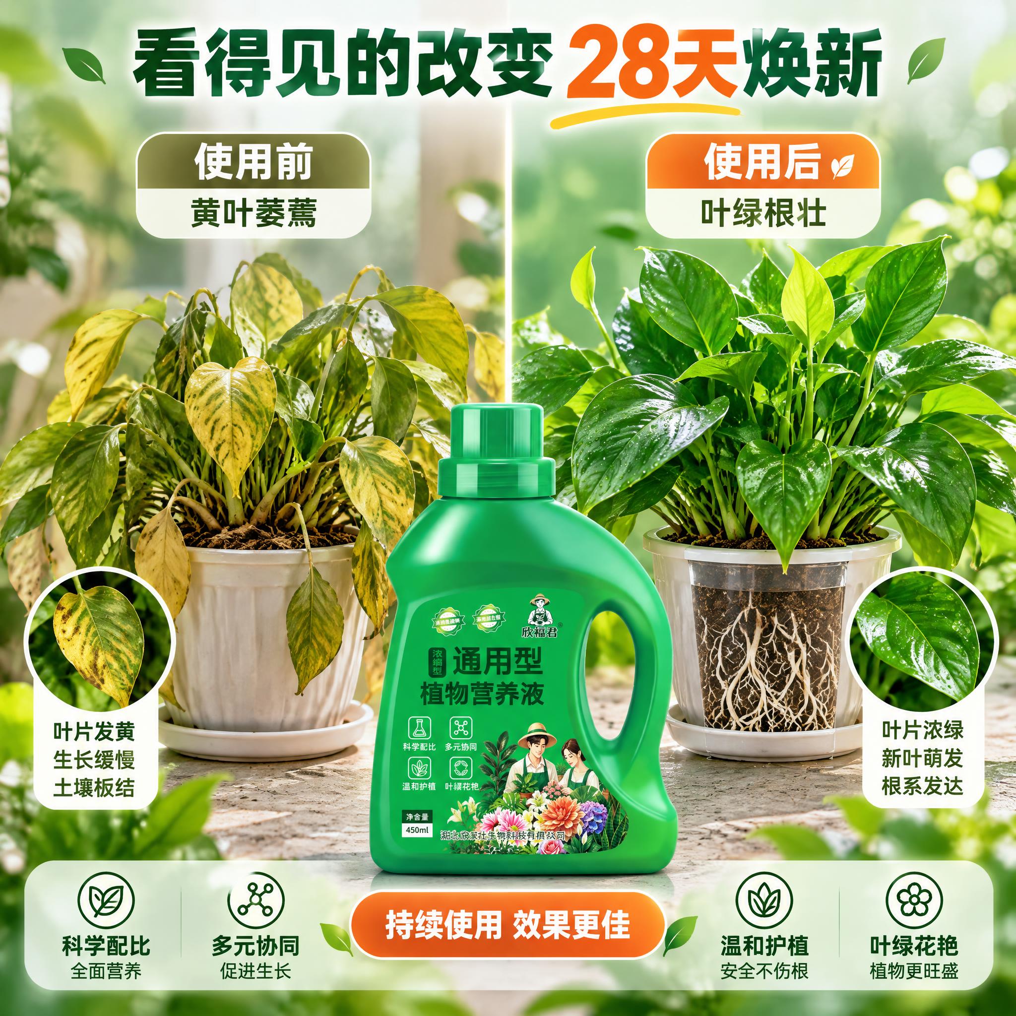 [主图-3] 欣福君通用型植物营养液 使用前后对比效果图。 [… - 图片创意预览