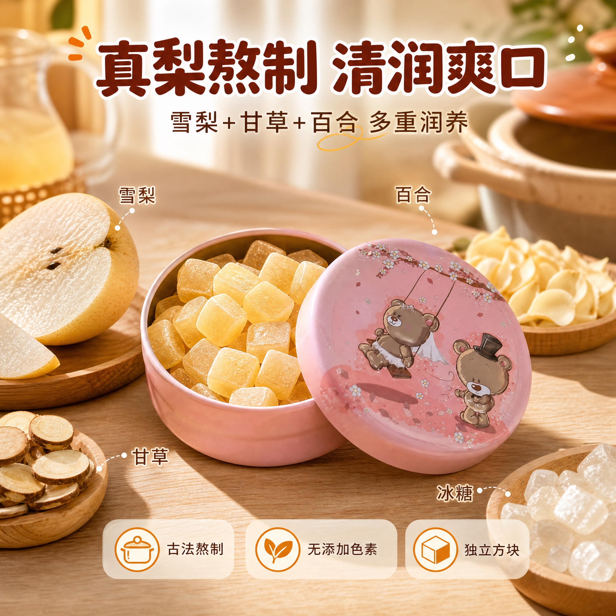 [主图-2] 核心卖点 梨膏熬制 清润护嗓 原料溯源 [统一基… - 图片创意预览