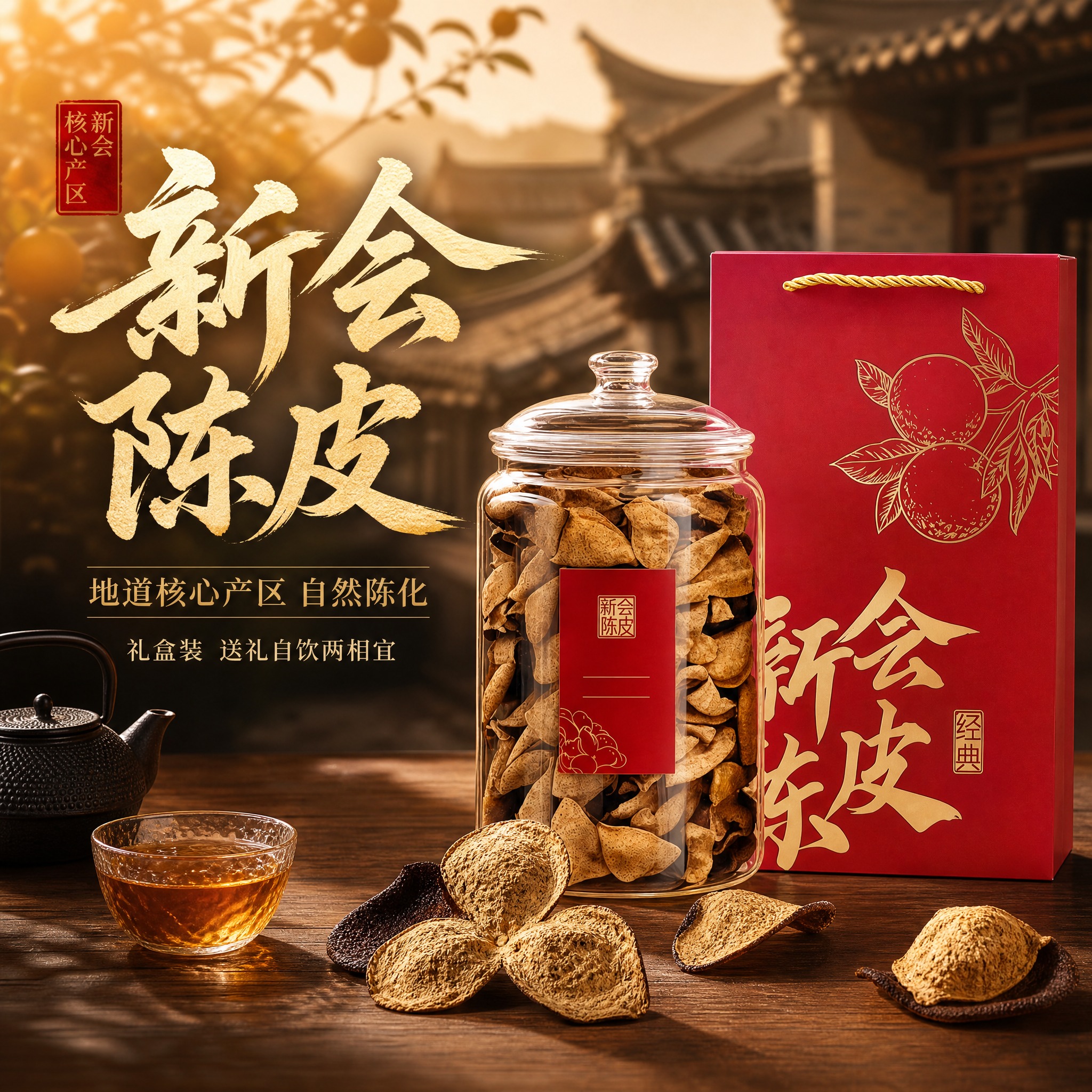 [主图-1] 主题：新会陈皮首图，突出地道核心产区与礼盒品质，… - 图片创意预览
